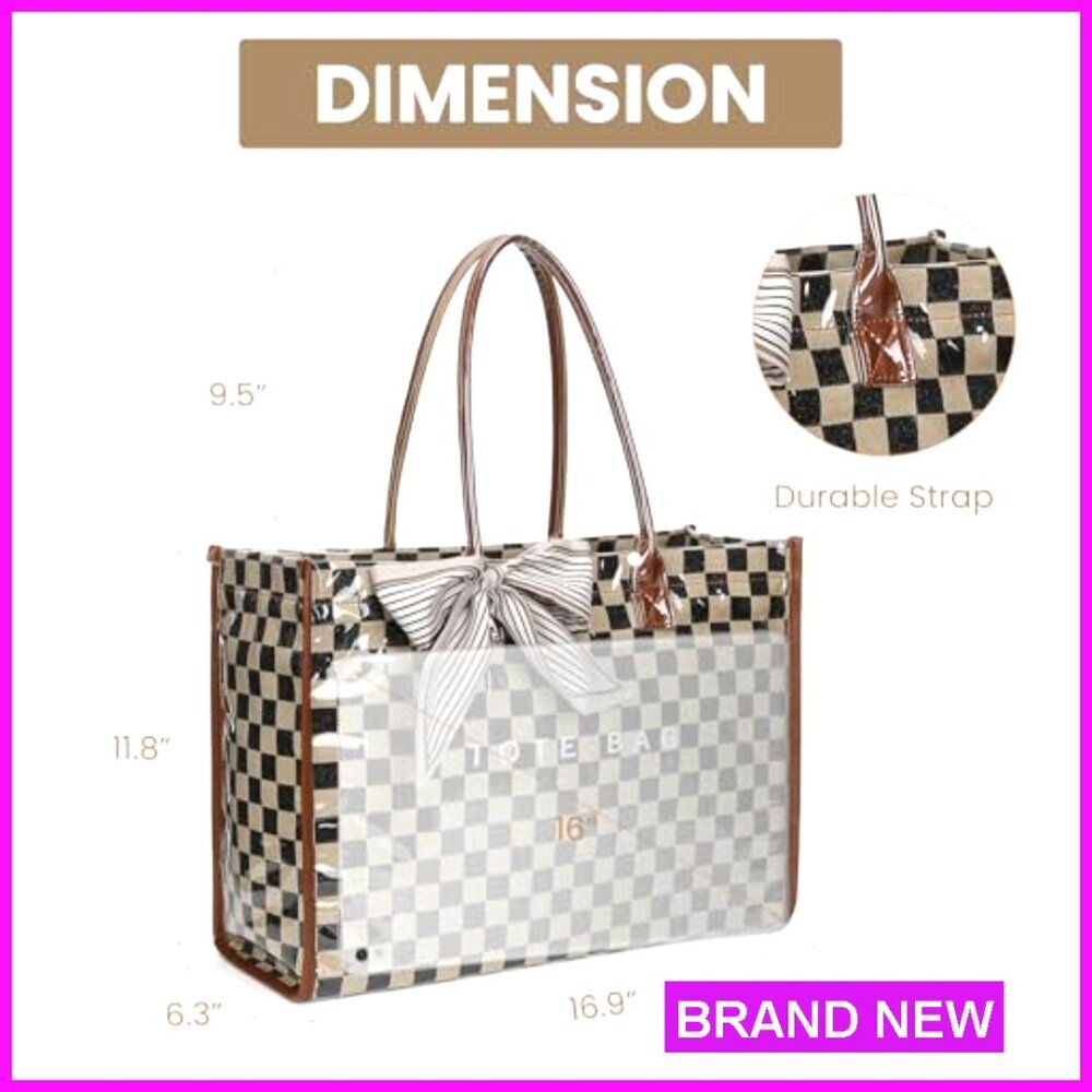 Large PVC Tote Bag with 3-Layer Design, Waterproof Work Purse - Picture 6 of 6